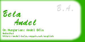 bela andel business card