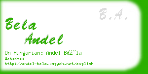 bela andel business card